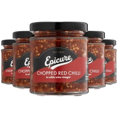 Image of Epicure Chopped Red Chillies in White Wine Vinegar, 180 g (Pack of 6)