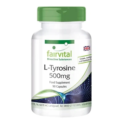 Image of Fairvital L tyrosine 500mg HIGH Dosage 90 Capsules Amino Acid