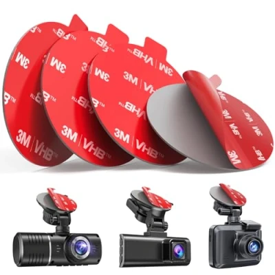 Image of volport 3M Sticky Pads for Dash Cam Square Heat Resistant Double sided VHB Tape Adhesive Replacement Windscreen Windshield Dashcam Mounting Pad Nextbase Thinkware Road Angel 70mai, 4 Pack