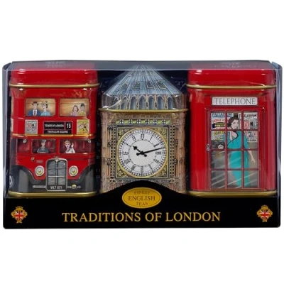 Image of New English Teas Traditions of London Mini Tin Triple Pack Loose Tea 65 g