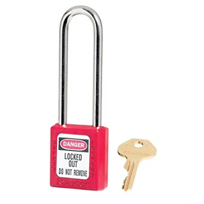 Image of Master Lock 410LTRED Thermoplastic Safety Padlock for Mechanical Installation, Red, Shackle 7,6 x 2 cm