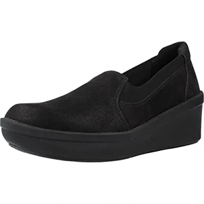 Image of Clarks Step Rose Moon Womens Wedged Slip On Casual Smart Shoes UK 4.5 / EU 37.5 Black