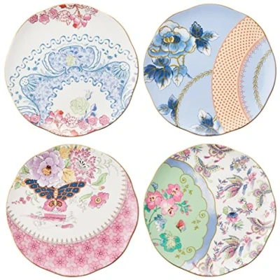 Image of Wedgwood Butterfly Bloom Set of 4 Plates 20cm, Multicoloured, 8.25&quot;