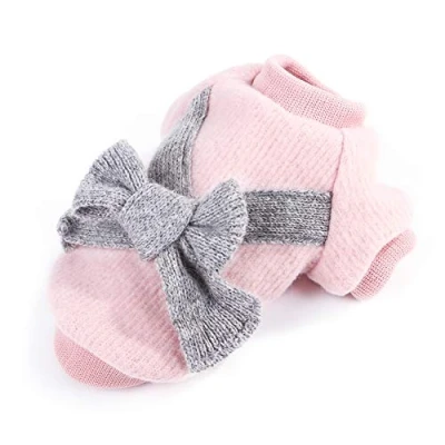 Image of Cute Pet Puppy Cat Warm Jumper Sweater Bow Knitwear Coat Apparel Clothes Sweatershirt Winter Flannel Small Dog Chihuahua Yorkshire Hoodie jacket (2XL, Pink)