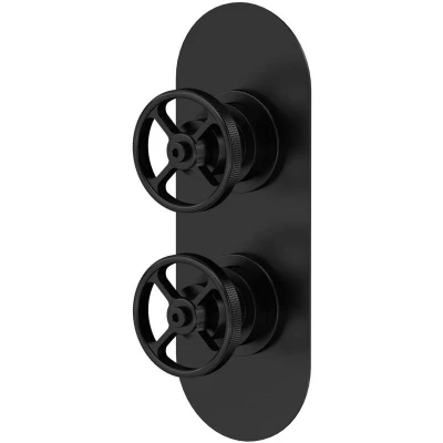 Image of Hudson Reed Revolution Concealed Shower Valve with Diverter Black, Twin Outlet