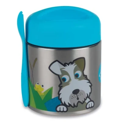 Image of TUM Kids Food Flask with Magnetic Spork &amp; Easy Open Lid, Insulated Jar, 300ml, Scruff the Dog