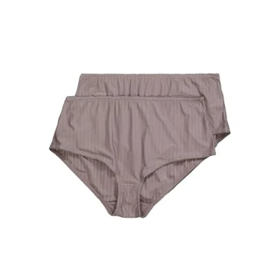 Image of Ulla Popken Womenswear Plus Size Curvy 2 Pack of Stretch Microfiber Brief Panties Pinstripe concrete gray 62+ 800279191