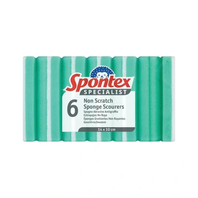 Image of Spontex Specialist Non Scratch Sponge Scourer Blue/White (Pack of 6)