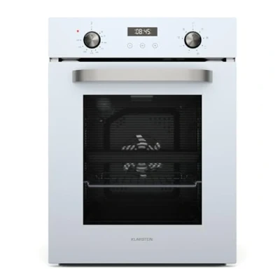 Image of Klarstein SmartSlim Built in Oven 49L Electric with 9 Functions, Digital Timer, Steam Cleaning, Removable Glass Door, Black Tempered Glass, Energy Class A, 45cm
