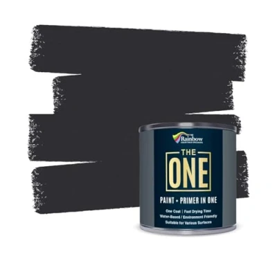 Image of THE ONE Paint &amp; Primer: Most Durable Furniture Paint, Cabinet Front Door, Walls, Bathroom, Kitchen, Tile and More Quick Drying for Interior/Exterior (Charcoal Matte, 1 Litre)