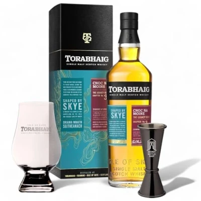 Image of Torabhaig Legacy Series Cnon Na Moine Single Malt Whisky Glass &amp; Jigger Set 70cl
