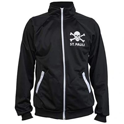 Image of St. Pauli Black Ultras Skull Kult Crossbones Punk Activist Jacket Football Tracksuit Top(Size: XXL)