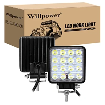Image of Willpower 2pc 4 inch 48W Led Work Lights Offroad Spot Light Bar 12V 24V Pods Waterproof IP67 Fog Driving for Car 4x4 Tractor Truck ATV UTV SUV Boat Square