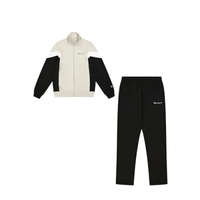 Image of Champion Icons FULL ZIP Sweatsuit Colorblock SET Tracksuit, Men&#039;s, Size: XXL, Beige