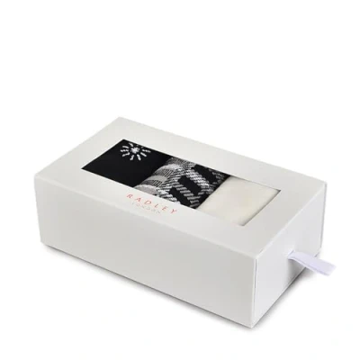 Image of RADLEY London Womens Check Sock Set of 3 Pairs in Ash Black and Cream One Size