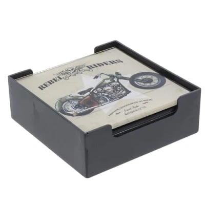 Image of Shudehill Giftware Set of 6 Drinks Coasters Spirits Whisky, Motorbike or Beer Designs Gifts for Him Ideas (Motorbike)