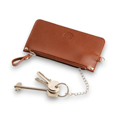 Image of Leather Wallet with Key Holder and Case Compact Zippered for Men Women (Brown)
