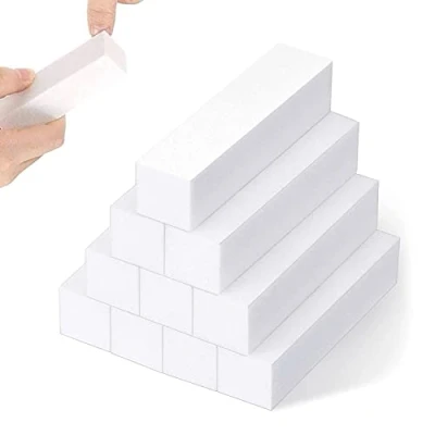 Image of 10 Pcs White Nail Buffer Block,Buffer Sanding Block for Natural Acrylic Nails,Professional Salon Block,Nail Manicure Pedicure Tools(White)