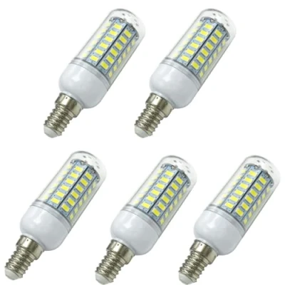 Image of Aoxdi E14 LED Corn Bulbs 8W, Cool White, 56 SMD 5730 Light No Flicker Dimmable, AC220 240V, 5 Pack (Cool White)