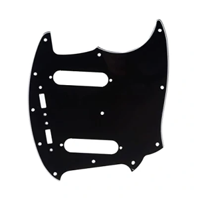 Image of Musiclily Pro 12 Hole Guitar Pickguard for Fender American Mustang, 3Ply Black