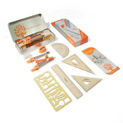 Image of YPLUS Geometry Set for Students, Math Protractor Compass with Rulers, Box of Protactor Kit Class Supplies and School, 11 Pcs