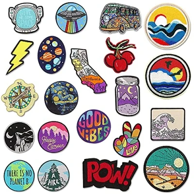Image of Woohome 20PCS Applique Stickers Colorful Patches Universe Space Plants Iron on Embroideredfor Jackets Backpacks Kid’s Clothes