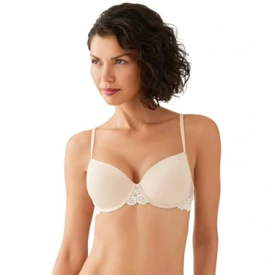 Image of Wacoal Embrace Lace Petite 075891 Underwired Padded Push Up Plunge Bra Nude Beige 30C