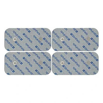 Image of StimPads Professional Silver TENS Machine Replacement Pads Compatible with Compex 4 Pieces 50X100mm Double 3.75mm Easy Snap The Best Conductivity Electrodes Certified Medical Device by Motron NV