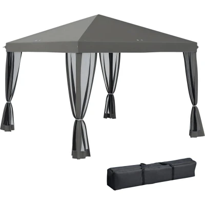 Image of Outsunny 3 X M Heavy Duty Pop Up Garden Gazebo with Handy Bag Mesh Sidewalls Grey