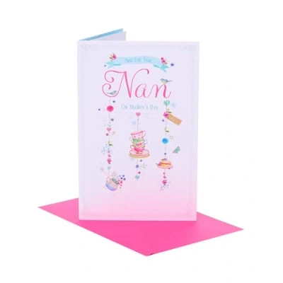 Image of UK Greetings Mother&#039;s Day Card for Nan Cake &amp; Tea Design