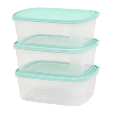 Image of Checkmart Food Storage Container 2 L Prep with Lid Stackable &amp; Airtight Fridge/Freezer Boxes BPA Free 3 Count