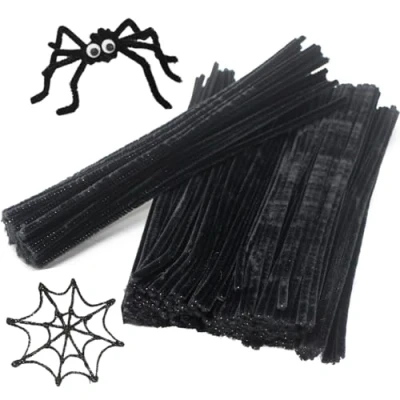 Image of Kids B Crafty 250 Black Pipe Cleaners For Craft 30cm X 6mm Long Pipecleaners Chenille Crafts Stems Twistable