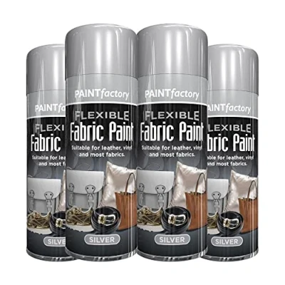 Image of Classic Signature 4 x Flexible Fabric Silver 200ml Spray Paint Leather Vinyl Textile Clothes Fast Drying