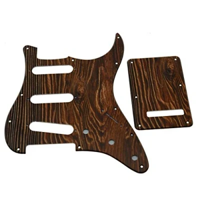 Image of KAISH 11 Hole 3D Printed Strat Style SSS Plastic Pickguard ST Back Plate Tremolo Trem Cover for USA/Mexico Stratocaster/Strat Wood Pattern