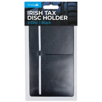 Image of Simply ITDH001 Black Irish Tax 2 Disc Holder Self Cling &amp; Easy Removal for Road and Insurance Certificates, One Size