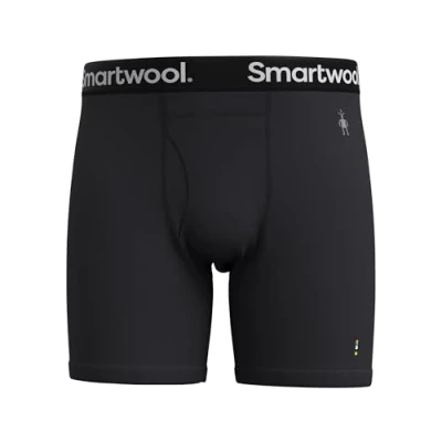 Image of Smartwool Merino Wool Men&#039;s Boxer Shorts, Briefs for Sports, Base Layer Thermal Underwear Running Pants &amp; Ski Pants, Lightweight Breathable Natural Clothing Black, S