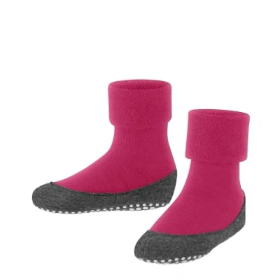 Image of FALKE Unisex Kids Cosyshoe K HP Wool Grips On Sole 1 Pair Grip socks, Purple (Fuchsia 8856), 11 12