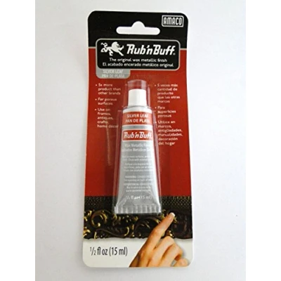 Image of Silver Leaf Rub N Buff Original Metallic Gilding Wax Based Antiquing Decorating Crafts 15ml (Pack of 1)