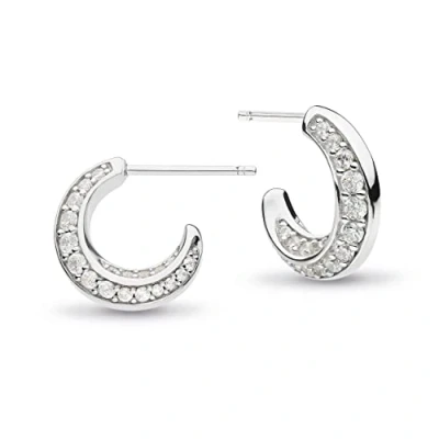 Image of Kit Heath Sterling Silver and Pavé Cubic Zirconia Bevel Cirque Semi Hoop Stud Earrings