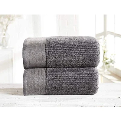 Image of Rapport Home Pair of 100% Mayfair Combed Cotton Bath Sheets (Charcoal Silver), 90cmsx140cms