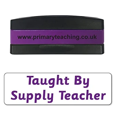 Image of Stackable Taught By Supply Teacher Pre Inked School Teachers Feedback Marking Stamper Stamp 44x13mm Primary Teaching Services