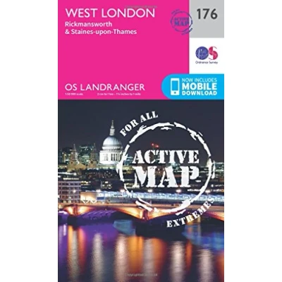 Image of Landranger Active 176 West London, Rickmansworth &amp; Staines Map With Digital Version