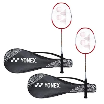 Image of YONEX ZR 100 Light Aluminium Blend Badminton Racquet with Full Cover (Red/Red) Set of 2