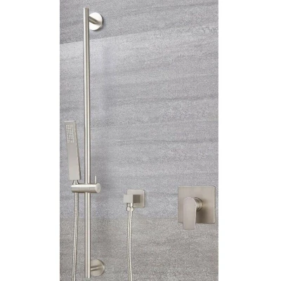 Image of Milano Hunston Manual Mixer Shower Valve Hand Handset Riser Rail Brushed Nickel