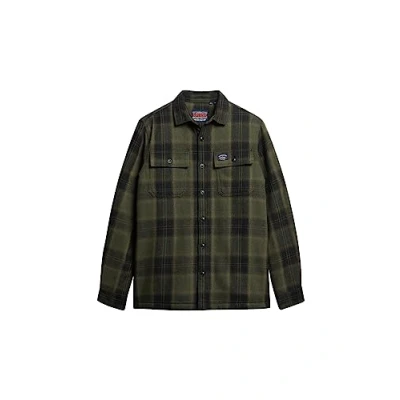 Image of Superdry Men&#039;s Wool Miller Overshirt T Shirt, Roderick Check Olive, XL