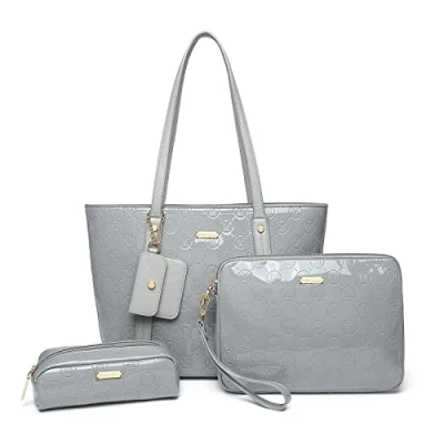 Image of Miss Lulu Tote Bag for Women Small Handbags with Clutch Ladies Top Handle Shoulder Travel Business Work grey
