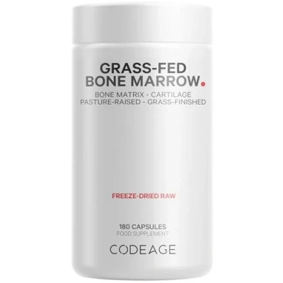 Image of Codeage Grass Fed Bone Marrow, Full Spectrum Whole Extract, Cold Processed Pasture Raised, Non GMO, 180 Capsules