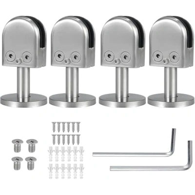 Image of Proster Glass Balustrade Clamps 4PCS 10mm 40mm Rod Stainless Steel 304 Clip Clamp Bracket Adjustable for Staircase Handrail Fence