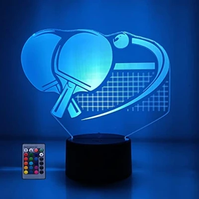 Image of HPBN8 Ltd Creative 3D Pingpong Optical Illusion Night Light 7/16 Color Change USB Powered Remote Control LED Desk Table Lamp Christmas Valentines Gift Birthday