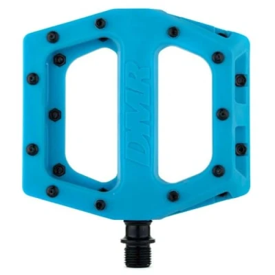 Image of Dmr V11 Flat Mountain Bike Pedals Blue/Black, Steel Axle/Pair Lightweight Nylon Composite Plastic MTB Cycling Part Downhill Freeride Ride Trail Dirt Jump Cycle Wide Platform Tuneable Pin Grip